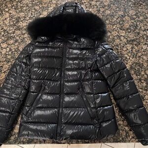 MONCLER BADYFUR Short Down Padded Jacket w/Real Fox Fur Hood Puffer Size 1 Small